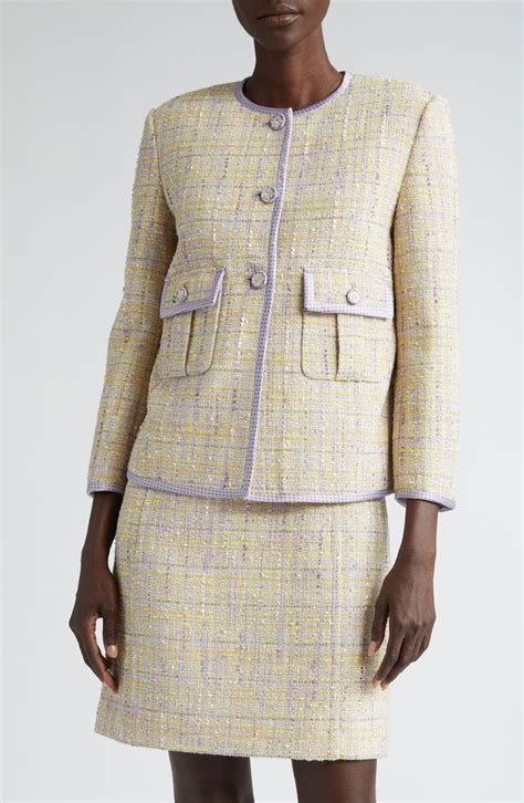 St. John Collection Metallic Slub Tweed Jacket 